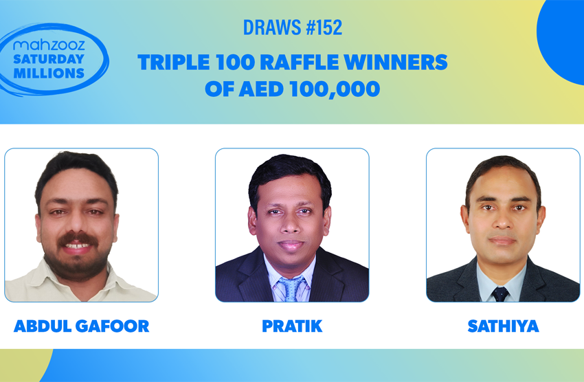  Indian dreams come true: trio from Sharjah, Abu Dhabi and Dubai strike luck with AED 100,000 wins in Mahzooz Saturday Millions’ 152nd weekly draws