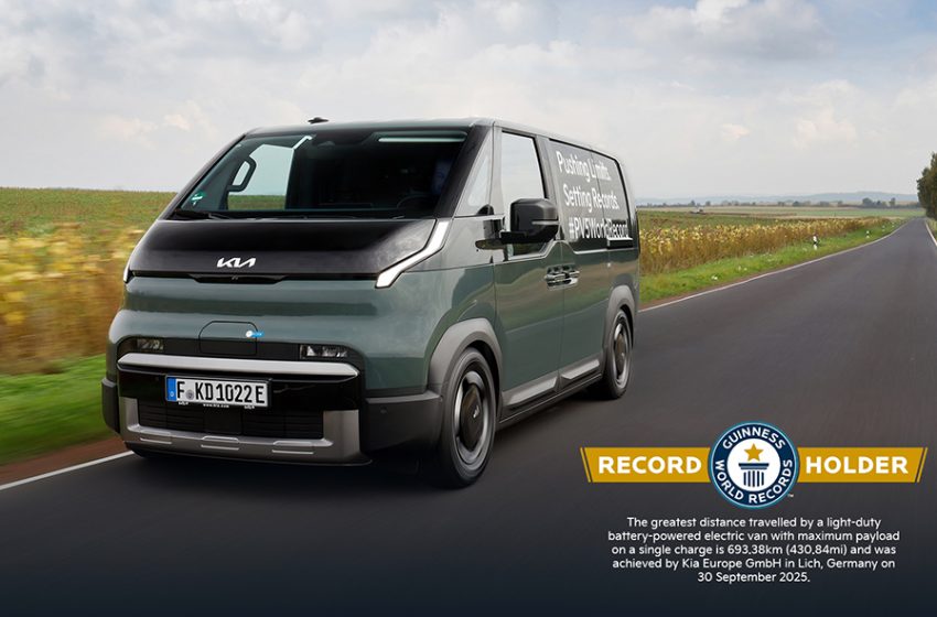  The Kia PV5 Cargo sets a GUINNESS WORLD RECORDSTM title: 693.38 kilometers on a single charge with maximum payload